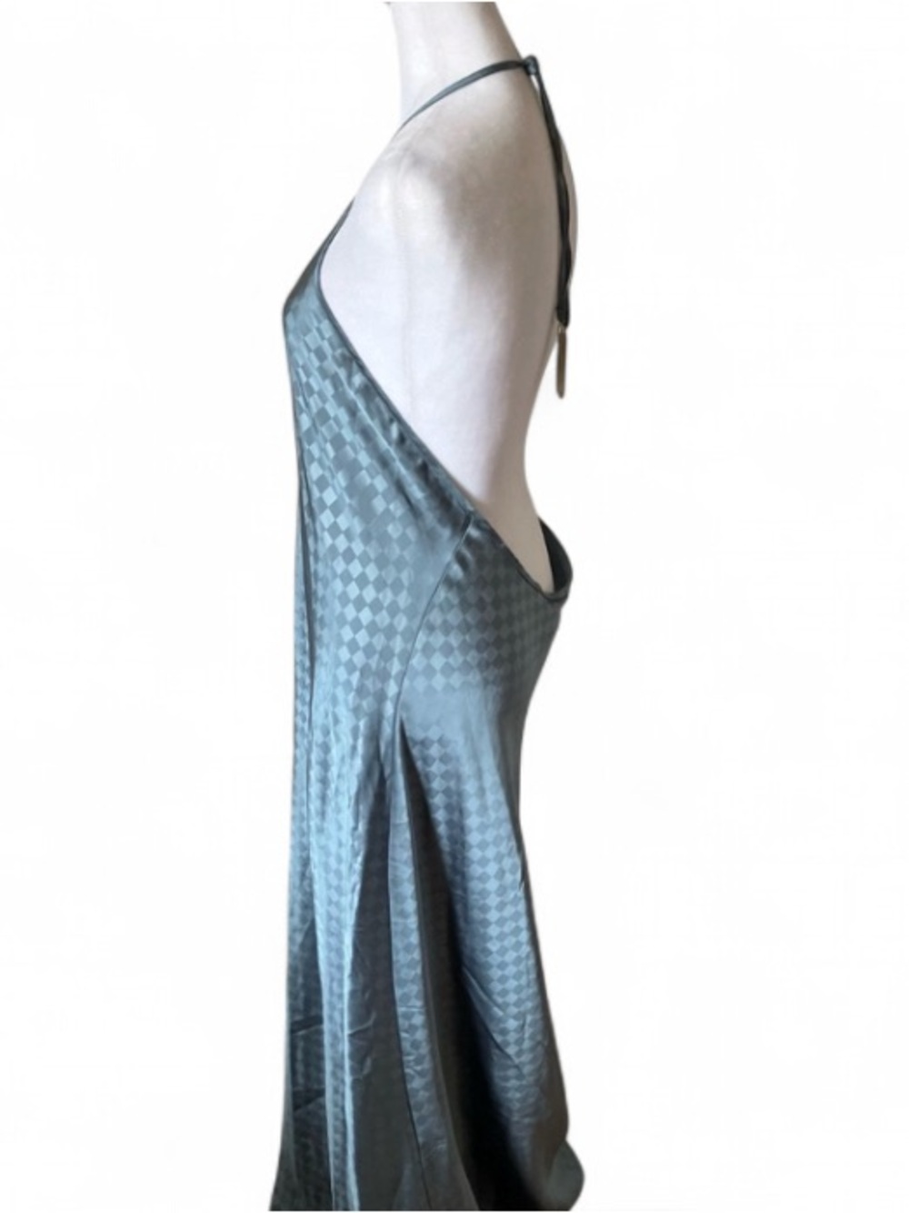 House of Harlow 1960 Halterneck Backless Baby Blue Diamond Patterned Dress Large - Picture 4 of 14